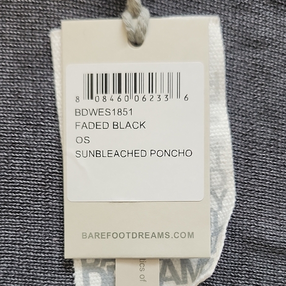 Barefoot Dreams Faded Black Sunbleached Poncho - Picture 2 of 5